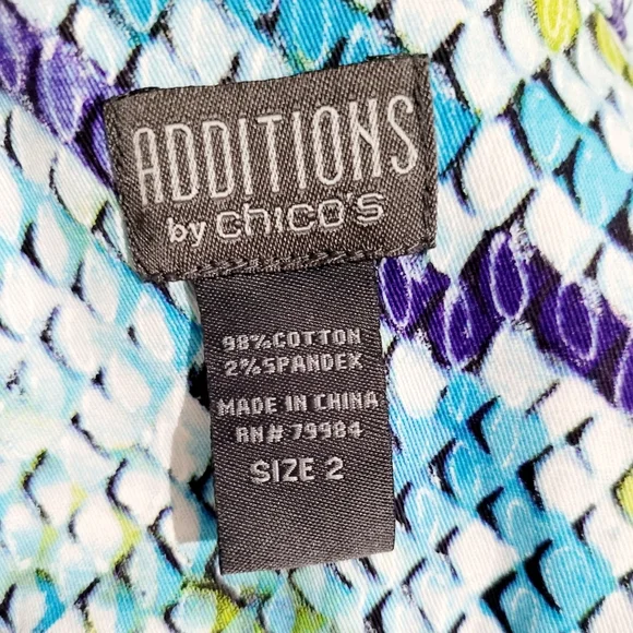 Chico's Stretch Colorful Snakeskin Pattern Jacket Woman's Size 2 LARGE - Picture 7 of 8